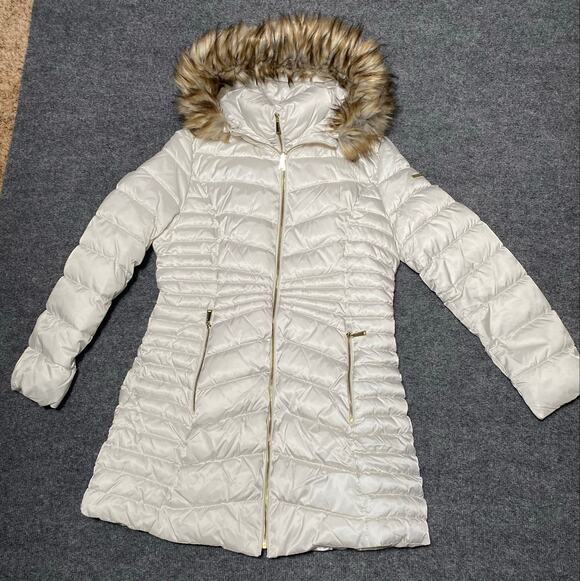 Laundry by Shelli Segal Jackets & Blazers - Laundry by Shelli Segal Cream Colored 3/4 Length Puffer Coat/ Jacket Women’s L